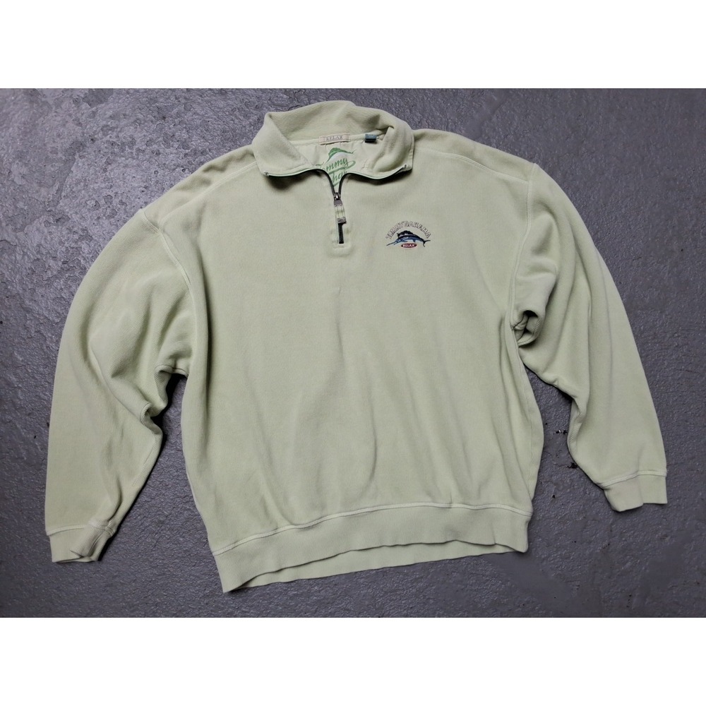 Tommy Bahama Montego Beach Half Zip Sweater Men's XL 100% Cotton Green